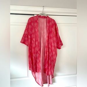 Kulua Maui Kimono in Hala (Pandanus) Print- Coral